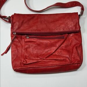 Vintage T-Nobile Red Leather Crossbody Bag Italy